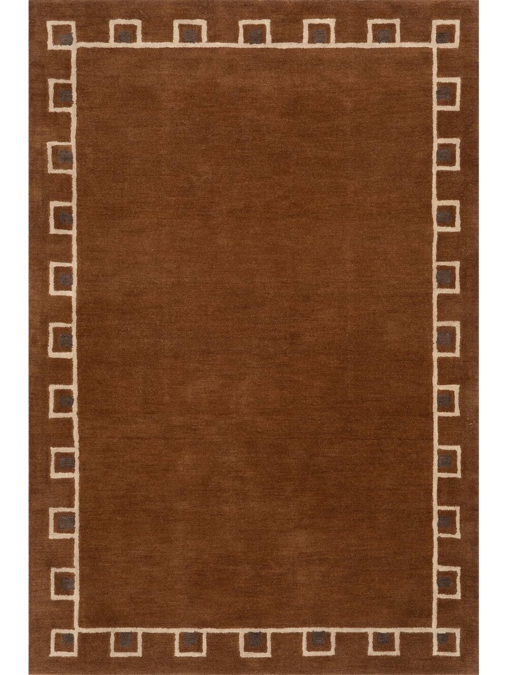 Rugs USA Yves Bordered Wool Rug by Nate Berkus | Golden Brown Rug Size 7'6"x9'6"